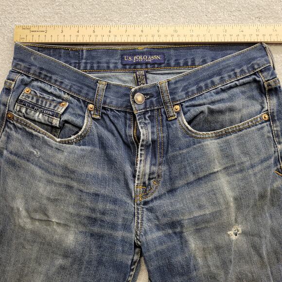 Vintage U.S. Polo Assn 32x32 Men’s Blue Jeans Light Distressed Denim Casual - Picture 4 of 10